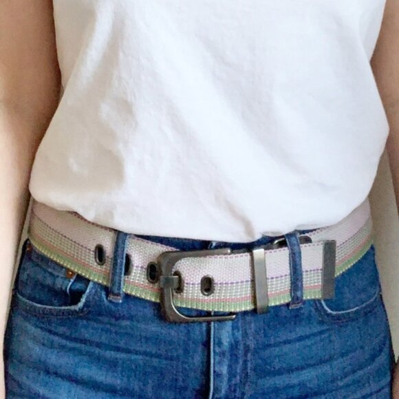 ESPRIT Striped Multicolour Cotton Webbed Casual Belt M/L - Picture 10 of 10